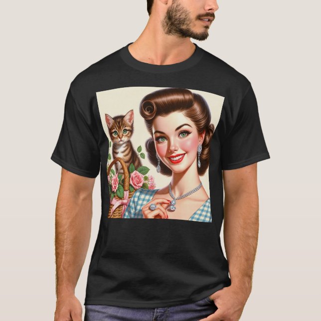Söt kattdam t shirt (Framsida)