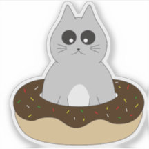 Söt Kattdekal; Kattunge fast i Donut
