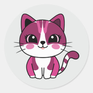 söt kattdekal runt klistermärke