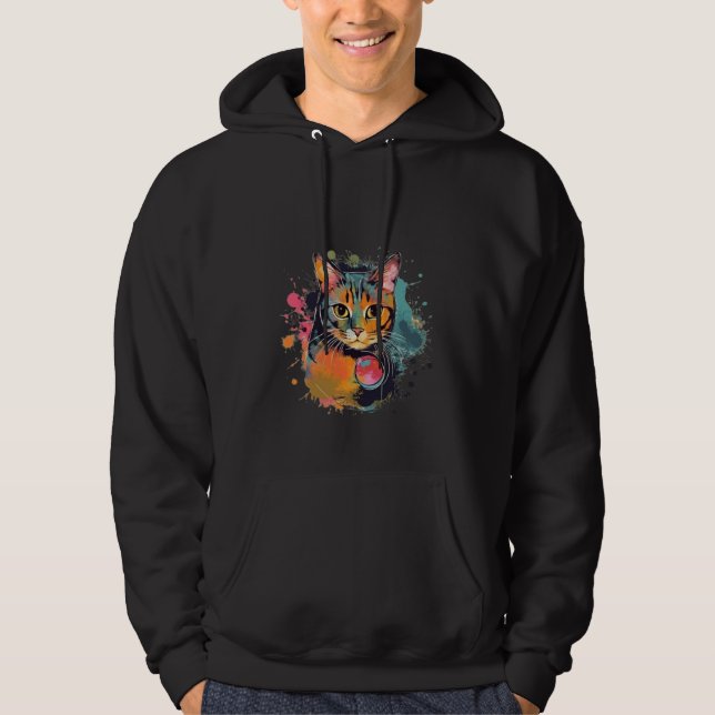 söt kattdesign hoodie (Framsida)
