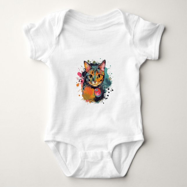 söt kattdesign t shirt (Framsida)