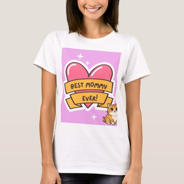 Söt kattdesign t-shirt (Framsida)