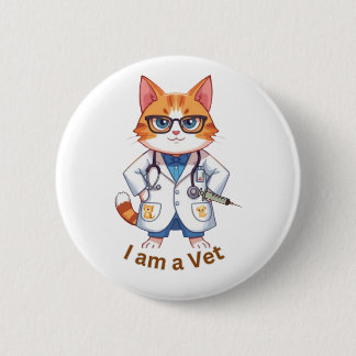 Söt kattdjursläkare "Jag är en veterinär" design Knapp