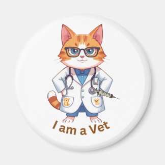 Söt kattdjursläkare "Jag är en veterinär" design Magnet