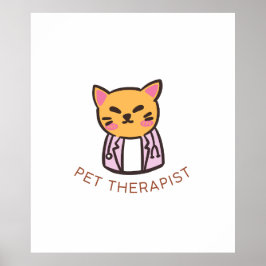 Söt kattdjursterapikartongdesign poster