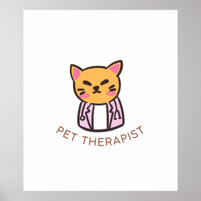 Söt kattdjursterapikartongdesign poster (Framsidan)