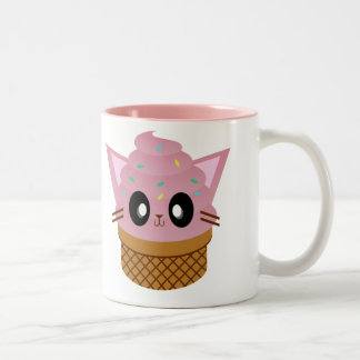 söt kattekegel glass katt jamar Två-Tonad mugg