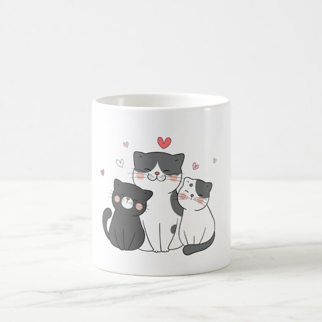 Söt katter-grupp | kattälskardesign | Köp nu Kaffemugg (Center)
