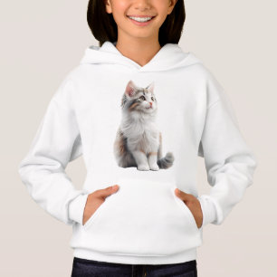 Söt kattillustration Flickors turtleneck-svärmare  T Shirt