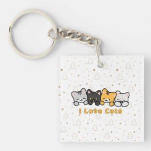 Söt kattillustration Jag älskar katter Kawaii seri