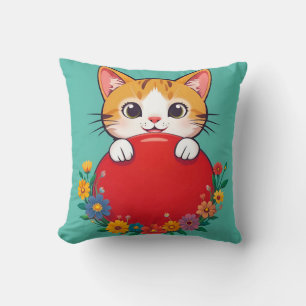 Söt kattillustration kudde