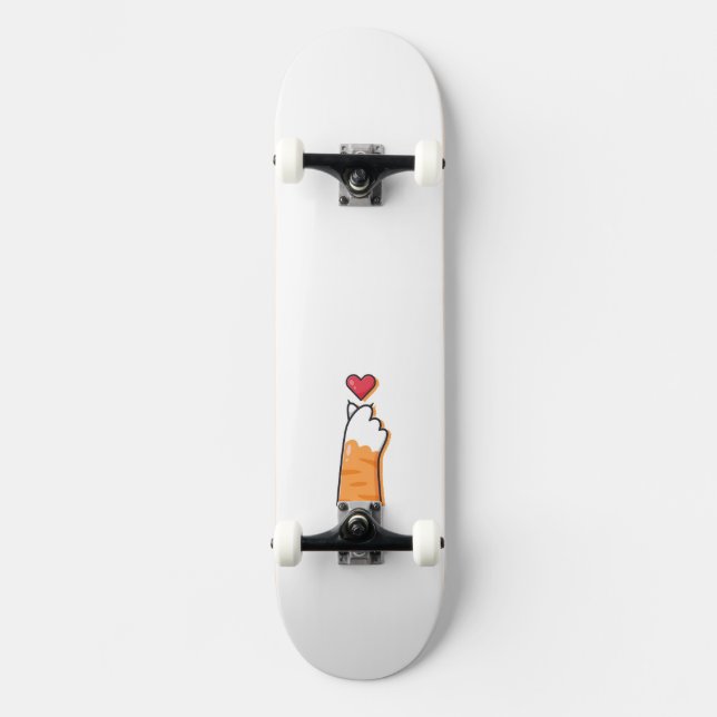 Söt kattillustration mini skateboard bräda 18,5 cm (Framsida)