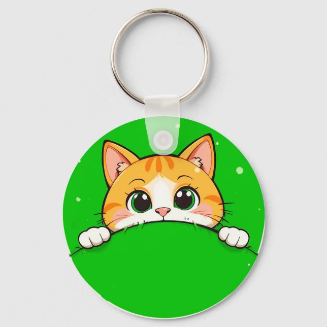 Söt kattillustration nyckelring (Framsida)