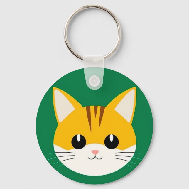 Söt kattillustration nyckelring (Framsida)