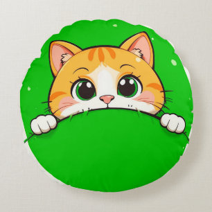 Söt kattillustration rund kudde