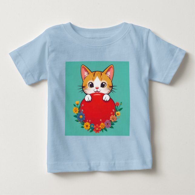 Söt kattillustration t shirt (Framsida)