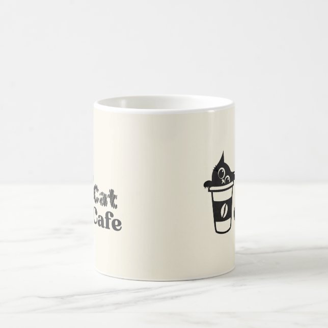 Söt kattkafé minimalist kaffemugg (Center)
