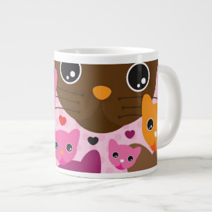 söt kattkattbakgrund mönster jumbo mugg