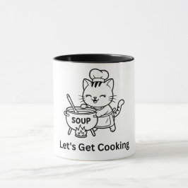 Söt Kattkock som Lagar Soppa Matlagningskonst Mugg