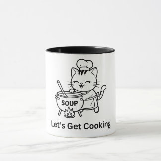 Söt Kattkock som Lagar Soppa Matlagningskonst Mugg