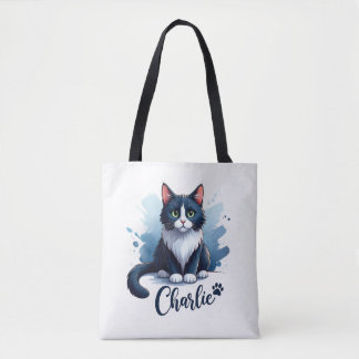 Söt kattkonst Totebag – Present till kattälskare Tygkasse