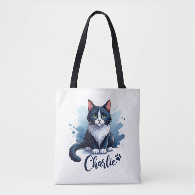Söt kattkonst Totebag – Present till kattälskare Tygkasse (Framsida)