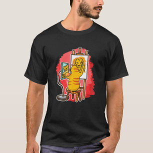 Söt kattmålare målar lejon kattunge Katt Måla T Shirt