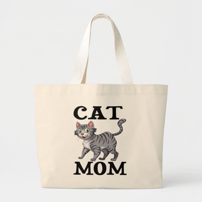 Söt kattmamma present Grå tabby tiger kattunge Jumbo Tygkasse (Framsidan)