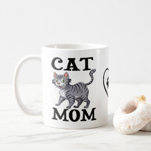 Söt kattmamma present Grå tabby tiger kattunge Kaffemugg