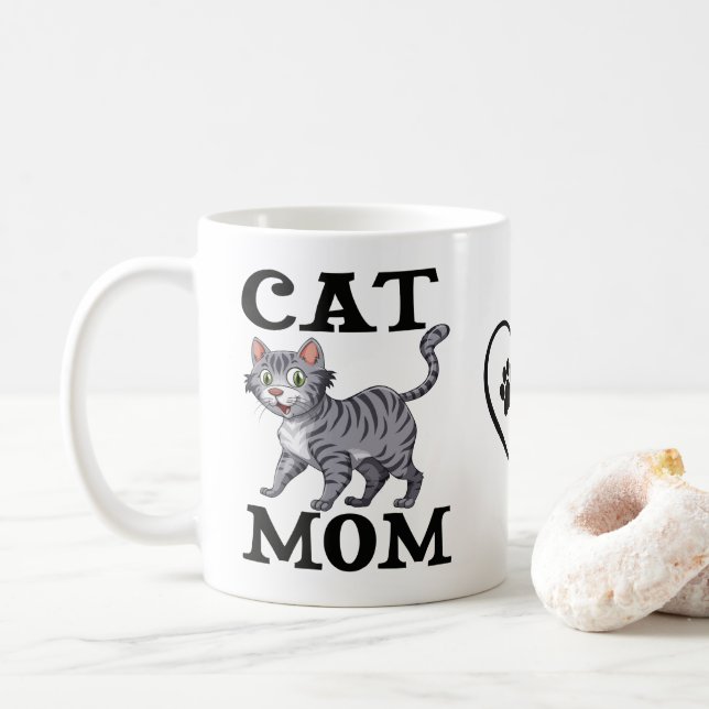 Söt kattmamma present Grå tabby tiger kattunge Kaffemugg (Med munk)