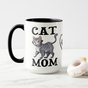 Söt kattmamma present Grå tabby tiger kattunge Mugg