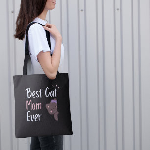 Söt kattmamma rosa båge Kawaii-design Tygkasse