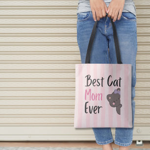 Söt kattmamma rosa båge Kawaii-design Tygkasse