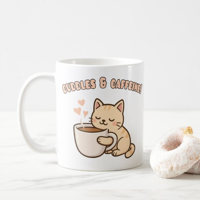 Söt Kattmugg – Roligt Present till Kaffeälskare Kaffemugg (Med munk)