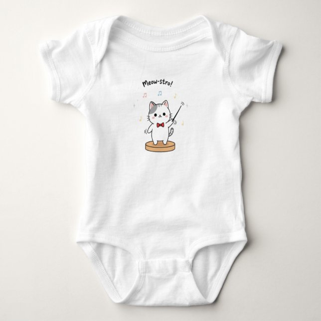 Söt kattorkesterdirigent t shirt (Framsida)