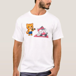 Söt kattpar gym-tränings t-shirt – rolig fitness