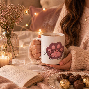Söt kattpaw "MEOW" kalligrafi – förtjusande kattun Kaffemugg