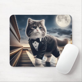 Söt kattpawdigy spelar en månskenssonat musmatta