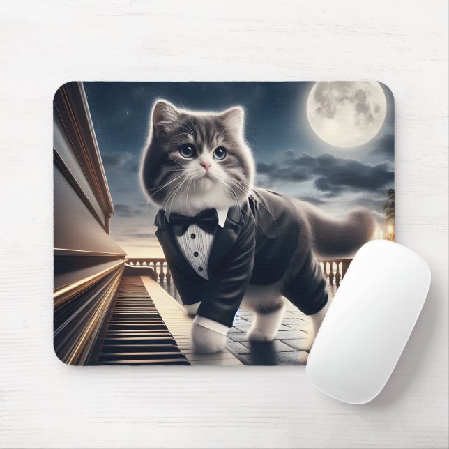 Söt kattpawdigy spelar en månskenssonat musmatta (Med mus)