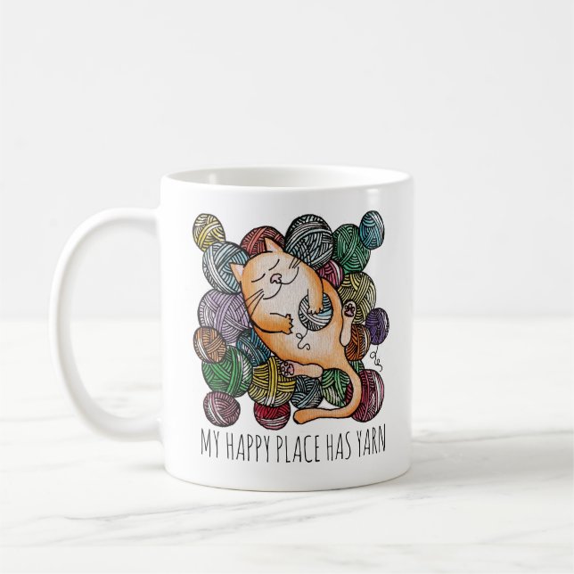 Söt Katts Garn Himmelska Stickgarn för Stickare Kaffemugg (Vänster)