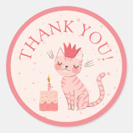 Söt Kattunge Birthday Classic Round Sticker Runt Klistermärke