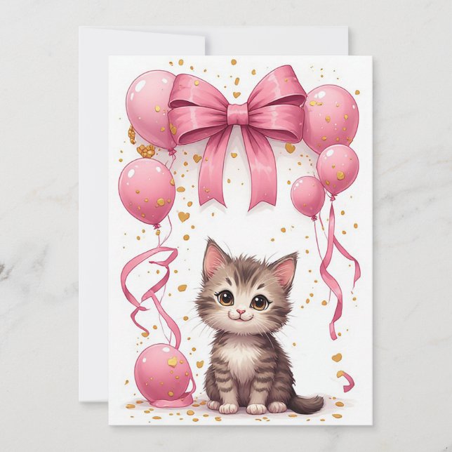 Söt Kattunge Firande Kort 🐱 (Framsida)