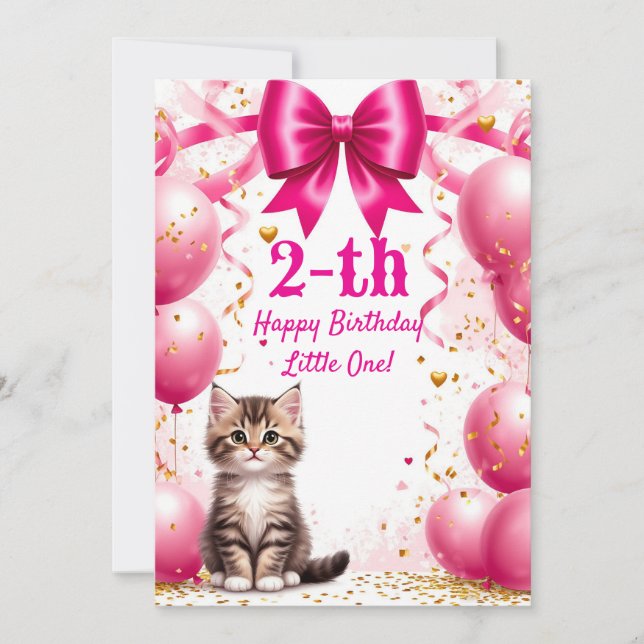 Söt Kattunge Födelsedagsballonger Band Fest 🐱 (Framsida)