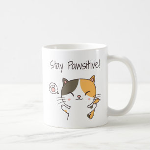 Söt Kattunge Gå Positivt Puns Kaffemugg