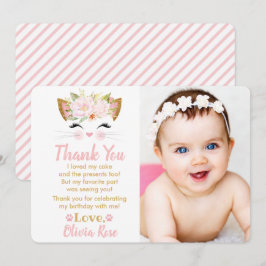 SÖT KATTUNGE Girl Cat Photo Tackto You Card Inbjudningar