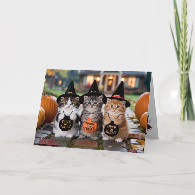 Söt Kattunge Halloweenkort Helgkort (Framsida)