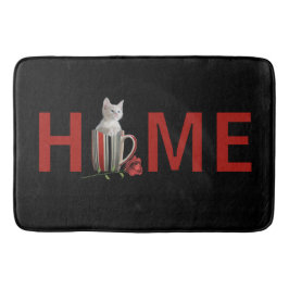 Söt kattunge hemma i kopp fotografera modern text badrumsmatta