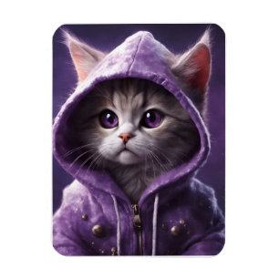 Söt Kattunge i Lila Hoodie Magnet
