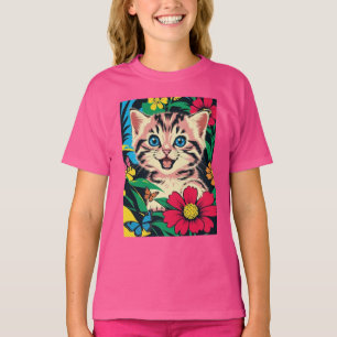 Söt kattunge i Pop Art-målning stil t-shirt