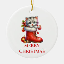 Söt kattunge jul julgransprydnad keramik